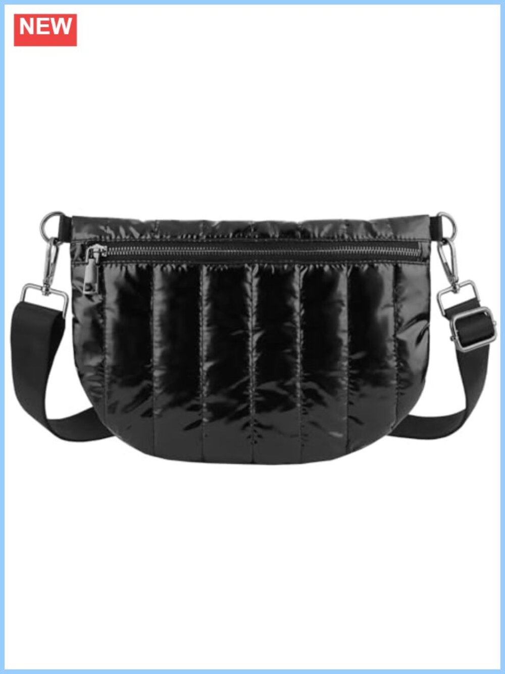 Quilted Crossbody Bag Puffer Fanny Pack Nylon Sling Belt Bag for Women